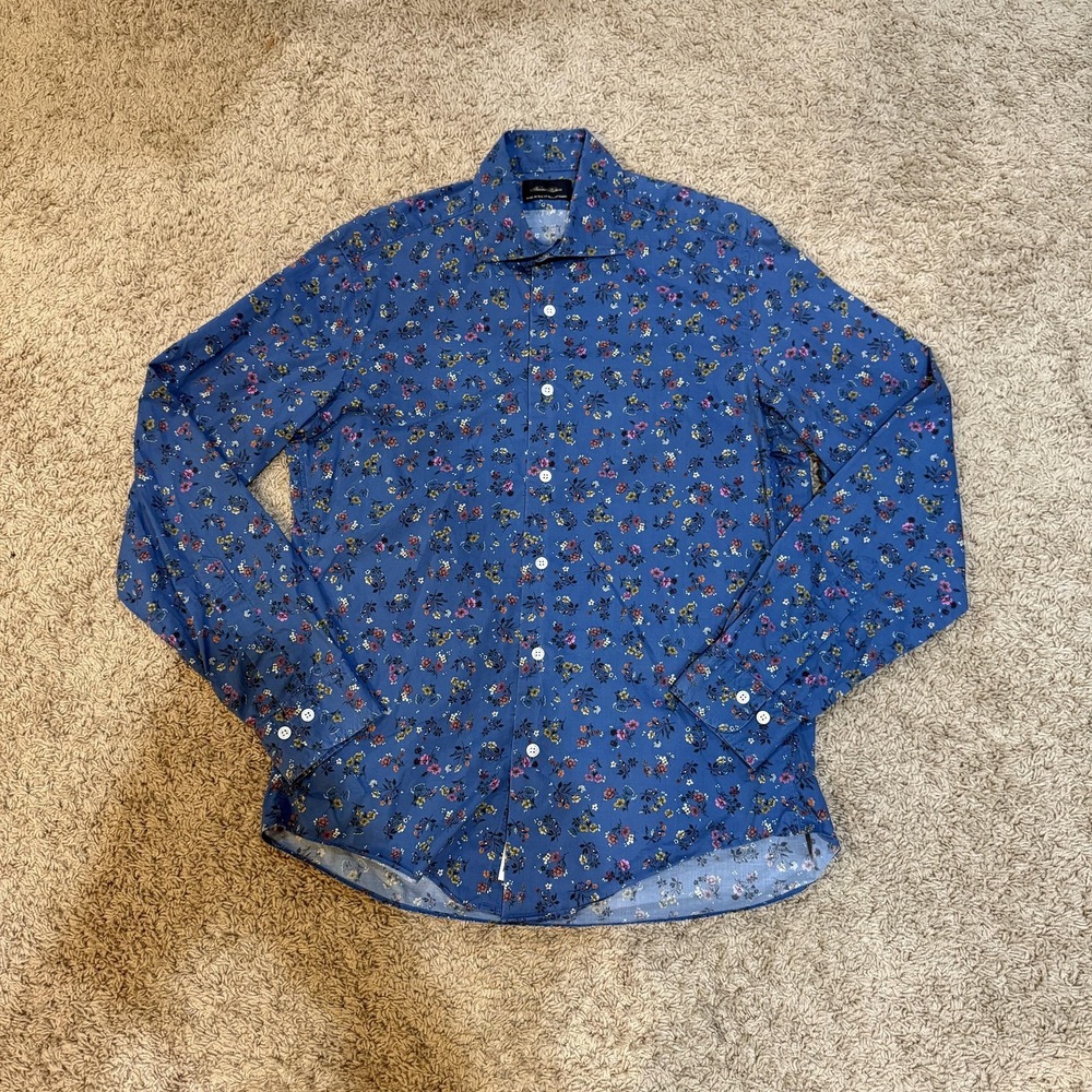 Brooks Brothers Womens Blue Floral Italian Fabric Long Sleeve Button Up Shirt M